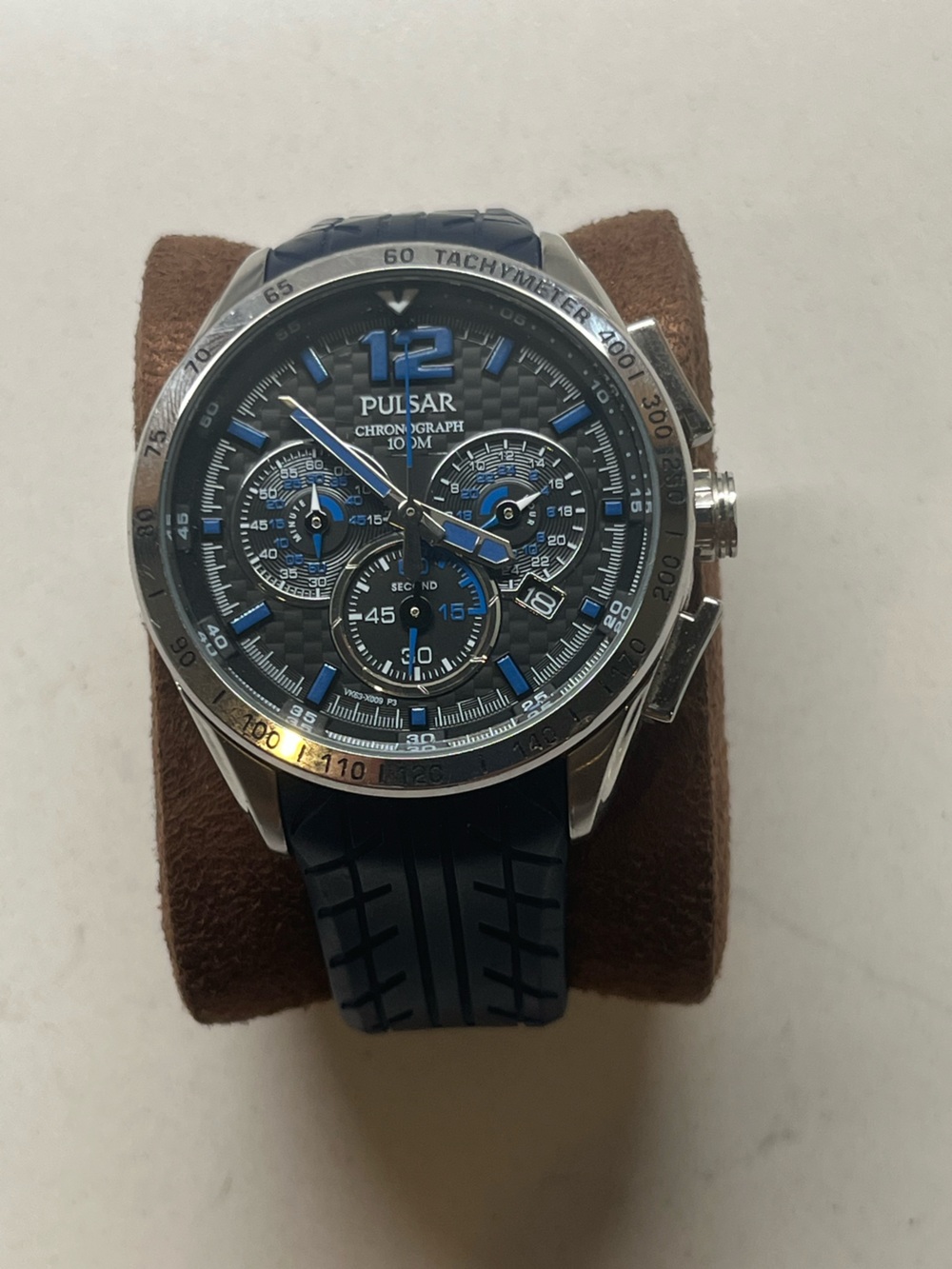 PULSAR Quartz Chronograph VD53-X009 43mm Blue Rubber Exc. Cond. MSRP $149+
